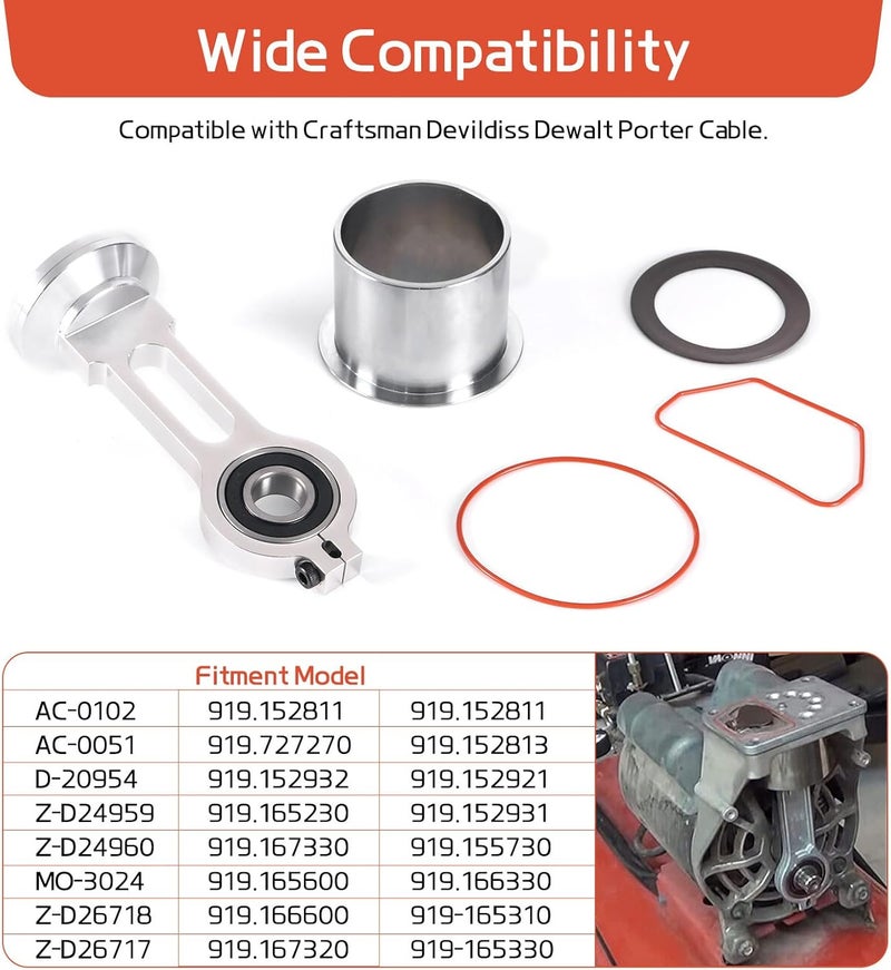 Creative.C KK-4835 KK-5081 A02743 Compressor Piston Kit Air Compressor Piston Rebuild Kit Compatible with Air Compressor Replacement Parts Pump, Replacement for Porter Cable, for Devildiss, for Dewalt - Image 4